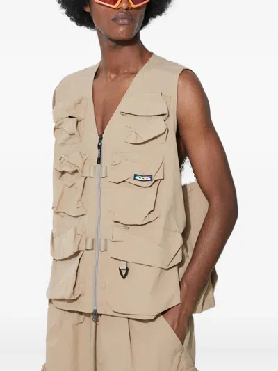 Manastash Multi-pocket Mesh-panel Vest In Neutral