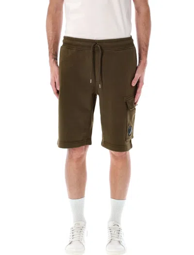 C.p. Company Relaxed Fit Cargo Shorts With Distinctive Lens Detail In Brown