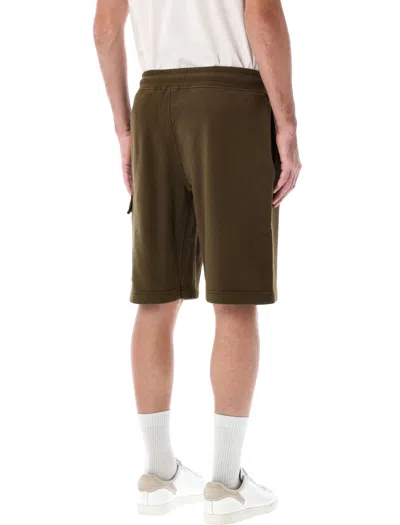 C.p. Company Relaxed Fit Cargo Shorts With Distinctive Lens Detail In Brown