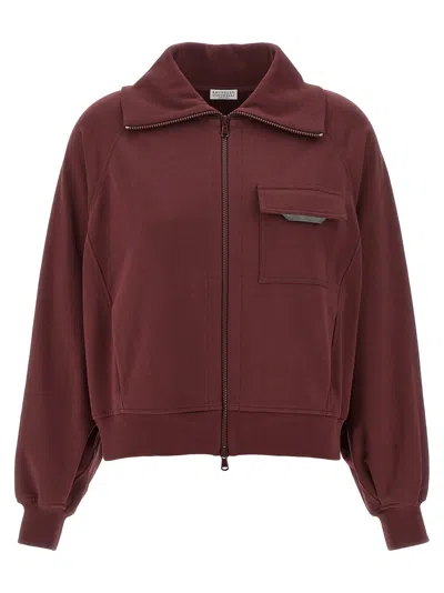 Brunello Cucinelli Collared Neck Sweatshirt With Shiny Flap Detail