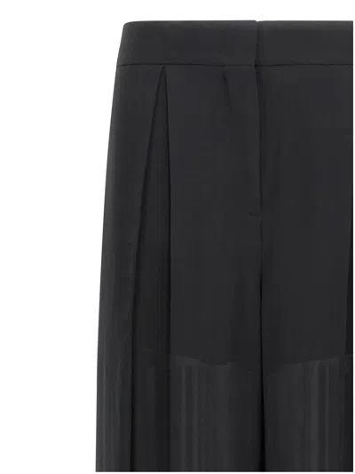 Alberta Ferretti High-waisted Silk Georgette Palazzo Pants With Asymmetrical Back Panel In Blue