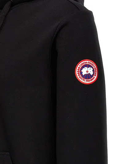 Canada Goose High Collar Black Full-zip Hoodie With Kangaroo Pocket In Black
