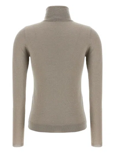 Brunello Cucinelli Sparkling Cashmere And Silk Lightweight Turtleneck Sweater In Gray