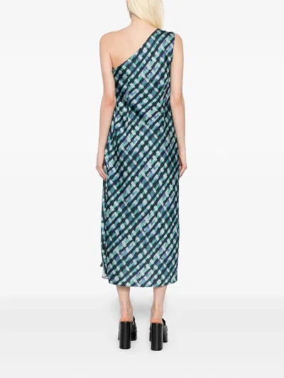 Amsale Check-printed Dress In Purple