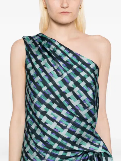 Amsale Check-printed Dress In Purple