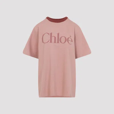 Chloé Petal Pink Recycled Cotton T-shirt In Brown