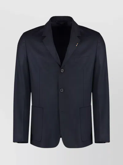 Paul Smith Wool Side Vents Notch Lapel 2-button Blazer In Blue