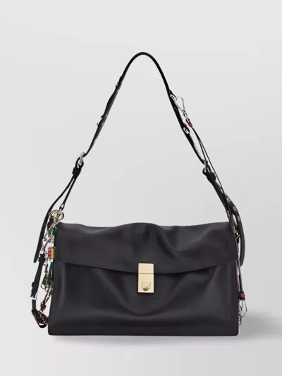 Prada Black Calf Leather Bos Taurus Shoulder Bag In Black