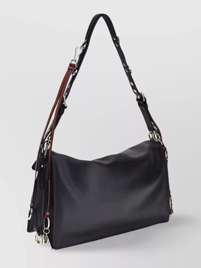 Prada Black Calf Leather Bos Taurus Shoulder Bag In Black