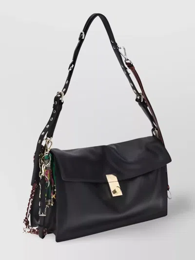 Prada Black Calf Leather Bos Taurus Shoulder Bag In Black