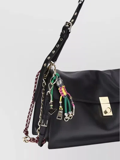 Prada Black Calf Leather Bos Taurus Shoulder Bag In Black