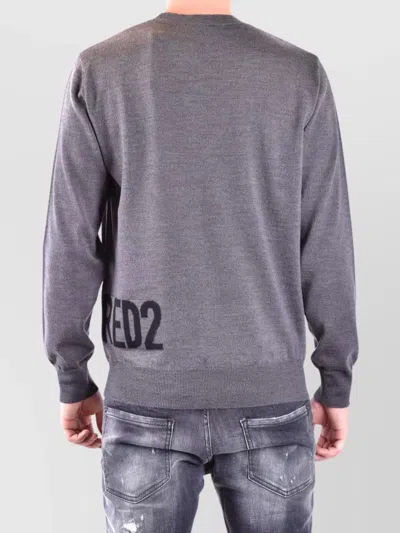 Dsquared2 Ribbed Crew Neck Sweaters With Long Sleeves In Gray