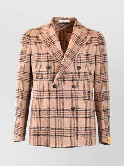 Tagliatore Blazers Check Double-breasted Structured Shoulders In Orange