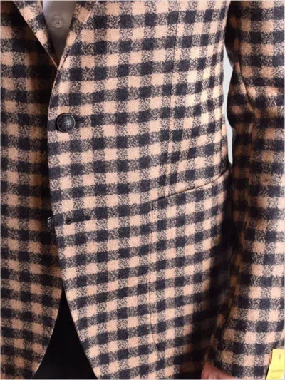 Tagliatore Checkered Front Pockets Long Sleeves Blazers In Multi