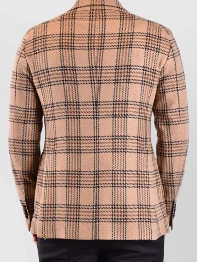 Tagliatore Blazers Check Double-breasted Structured Shoulders In Orange