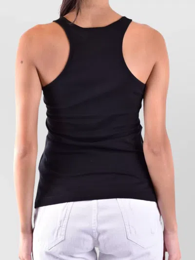 Dsquared2 Fitted Graphic Racerback Round Sleeveless Top In Black