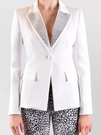 Philipp Plein Lapel Embellished Jacket With Front Flap Pockets In Yellow