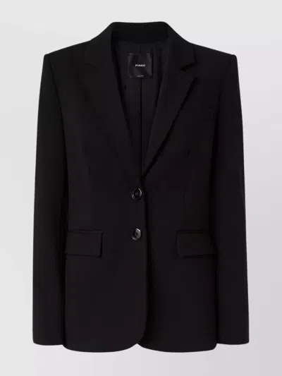 Pinko Notch Lapel Single-breasted Jacket With Flap Pockets In Black