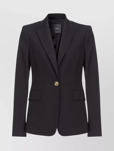 Pinko Kamut Black Single-breasted Jacket With Peak Revers In Viscose Blend Stretch Woman In Black