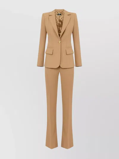Elisabetta Franchi Tailored Suit With Flap Pockets And Notched Lapels In Brown