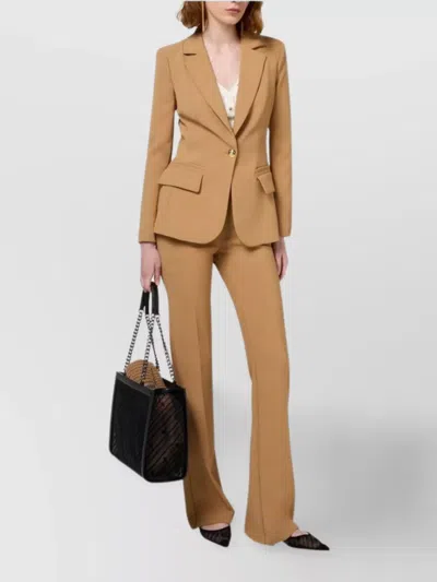 Elisabetta Franchi Tailored Suit With Flap Pockets And Notched Lapels In Brown