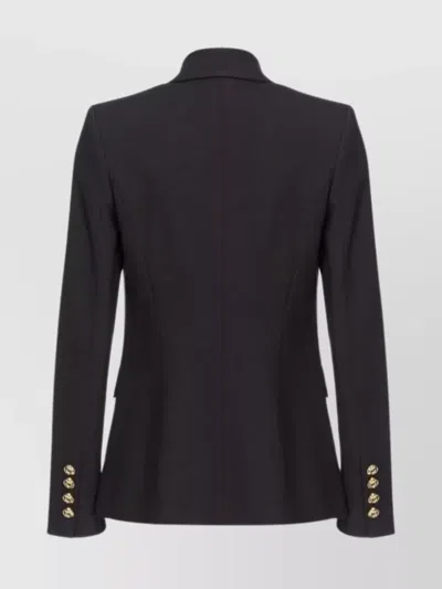 Pinko Kamut Black Single-breasted Jacket With Peak Revers In Viscose Blend Stretch Woman In Black