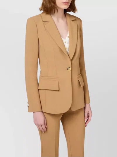 Elisabetta Franchi Tailored Suit With Flap Pockets And Notched Lapels In Brown