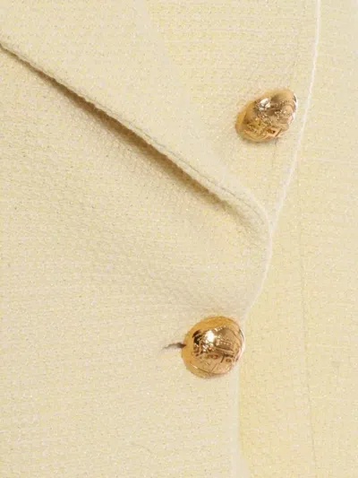 Elisabetta Franchi Tailored Double-breasted Blazer With Gold Buttons In Neutral