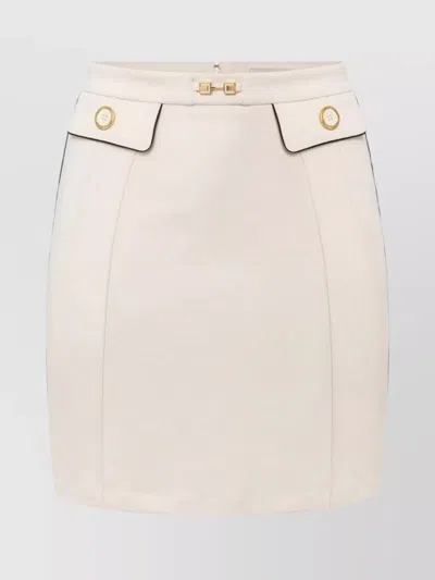 Elisabetta Franchi Piping And Flap Skirts With Gold Buttons In White