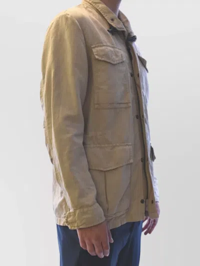 Fay High Collar Jacket With Adjustable Cuffs And Multiple Pockets In Brown