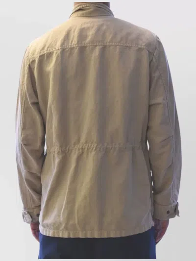 Fay High Collar Jacket With Adjustable Cuffs And Multiple Pockets In Brown