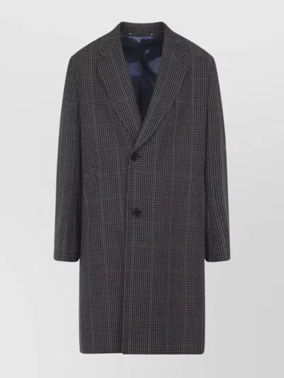 Paul Smith Long Grey Wool Blend Coat In Gray