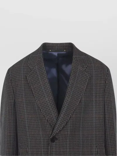 Paul Smith Long Grey Wool Blend Coat In Gray
