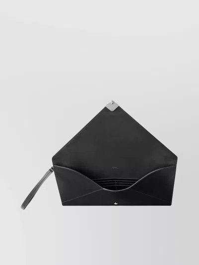 Fendi Large Flat Pouch With Envelope Design And Wrist Strap In Black