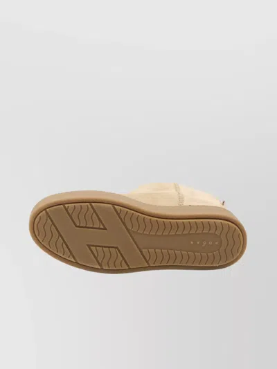 Hogan Shearling And Suede Boots In Nude