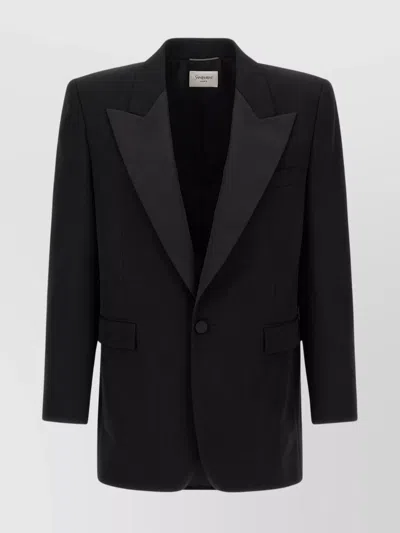 Saint Laurent Oversized Single-breasted Tuxedo Blazer In Black