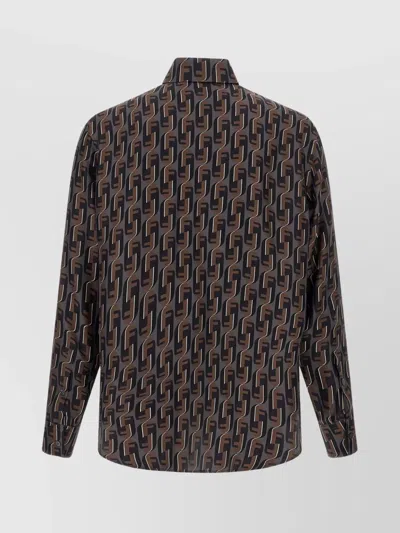 Fendi Nity Print Silk Long-sleeved Shirt In Multi