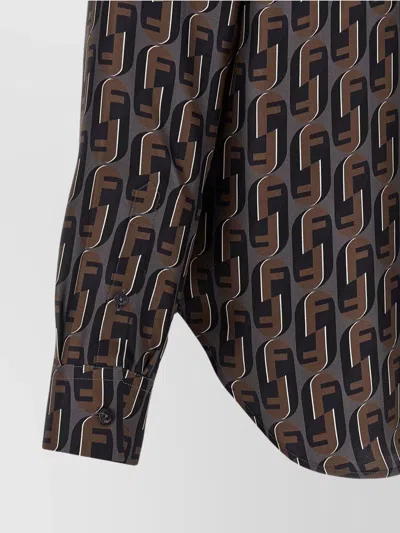 Fendi Nity Print Silk Long-sleeved Shirt In Multi