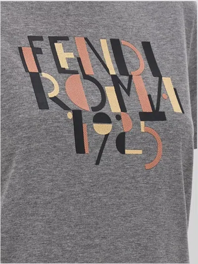 Fendi Grey Melange Cotton T-shirt In Gray