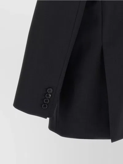 Saint Laurent Double-breasted Blazer In Silk Satin Crepon In Black