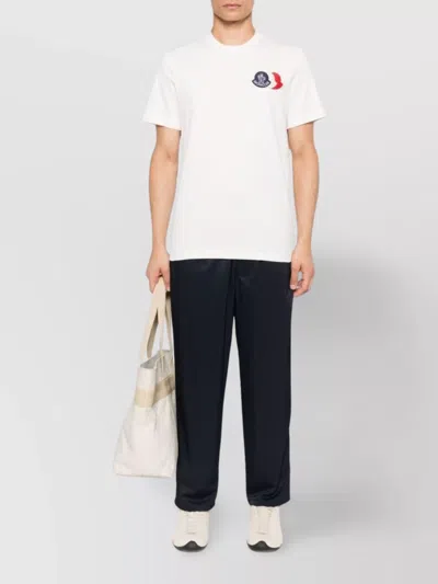 Moncler Ivory Cotton Tricolour Logo T-shirt In White