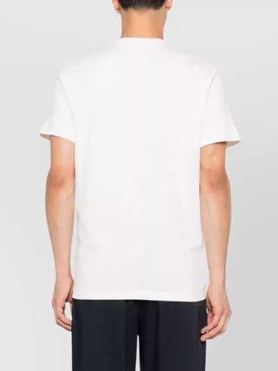 Moncler Ivory Cotton Tricolour Logo T-shirt In White