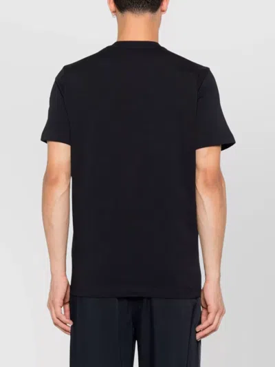 Moncler Blue T-shirt With Embroidered Tricolor Logo In Black