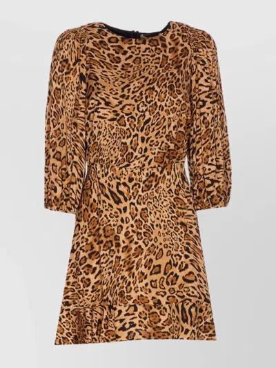 Twinset Robe Courte Jacquard Avec Imprimé Animalier In Animal Print