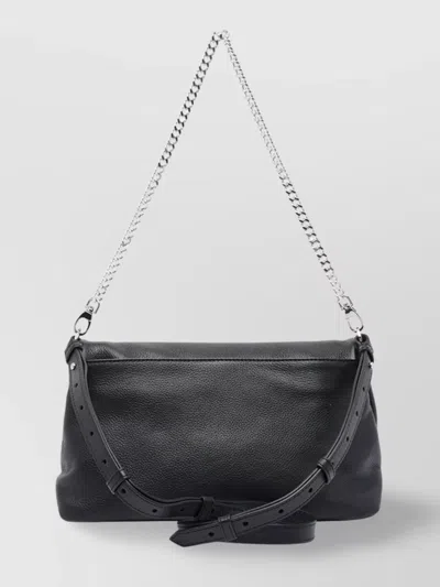 Zadig & Voltaire Womens Noir Rock Eternal Wing-embellished Suede Clutch In Black