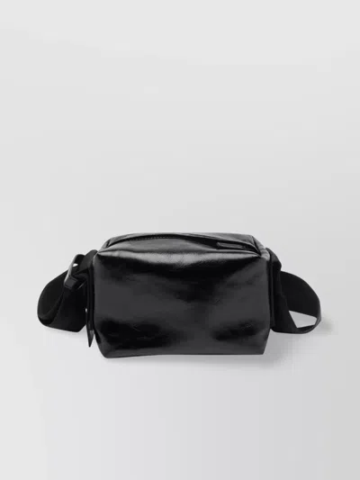 Uma Wang Rectangular Leather Small Shoulder Bag In Black