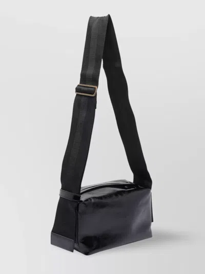Uma Wang Rectangular Leather Small Shoulder Bag In Black