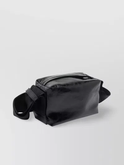 Uma Wang Rectangular Leather Small Shoulder Bag In Black