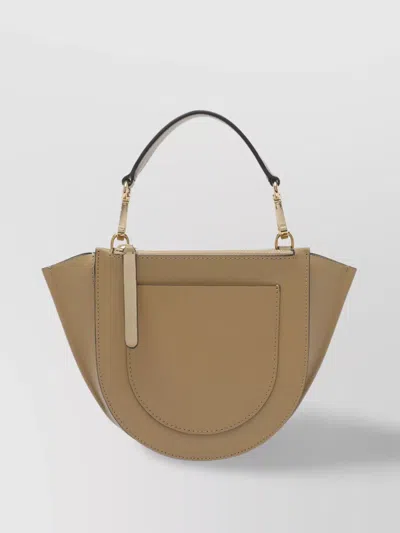 Wandler Structured Vitello Leather Shoulder Bag With Winged Sides In Nude