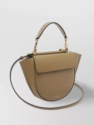 Wandler Structured Vitello Leather Shoulder Bag With Winged Sides In Nude